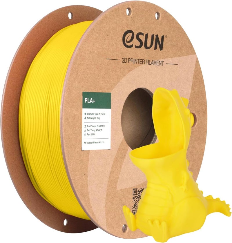 eSUN PLA+ Filament 1.75mm 1KG, 3D Printer Filament Dimensional Accuracy +/- 0.03mm, 1kg Cardboard Spool(2.2lbs) 3D Printing Filament, Fits for Most FDM 3D Printers(Yellow) - Image 1